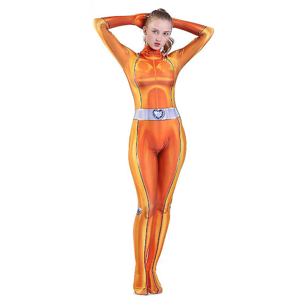 Totally Spies Cosplay kostym för kvinnor och flickor Anime Clover Sam Alex Bodysuit Suit Zentai W Yellow Kids S