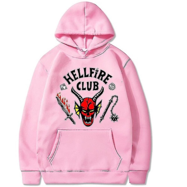 Things 4 The Hellfire Club Hoodie Halloween Costume Hoodie Coat Pink S
