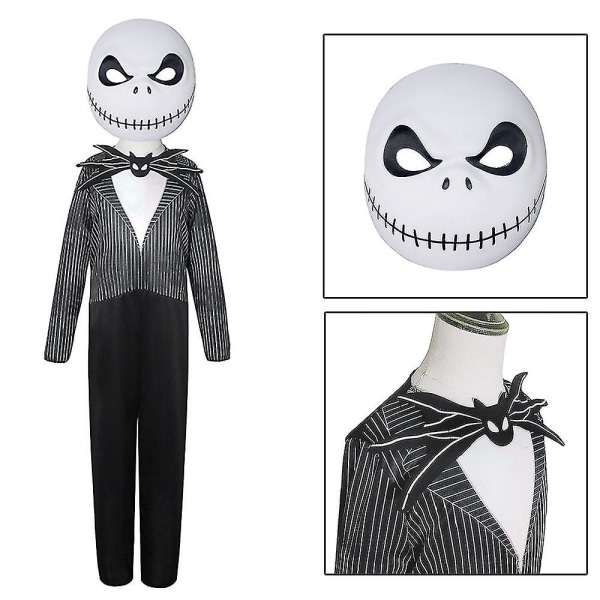 Jack Skellington Costume The Nightmare Before Christmas Kid Halloween-antrekk med maske _l 8-10 Years