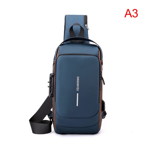 Miesten monitoiminen varkaudenesto USB-olkalaukku Crossbody Bag Tra C A3