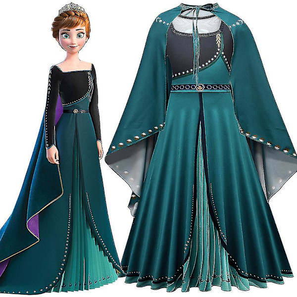 Ny Frozen Princess Anna Cosplay Kappekjole Kostymeantrekk Barn Jenter Fancy Dress Z X 4-5 Years