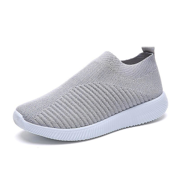 Løb Gå Strikkestrømpe Sneakers Slip On Sko til Damer W Light Gray 37