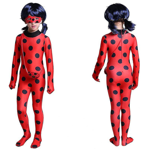 Børnepige Mariehøne Cosplay kostumesæt Halloween fest Jumpsuit F 140(130-140CM) y 160(150-160CM)