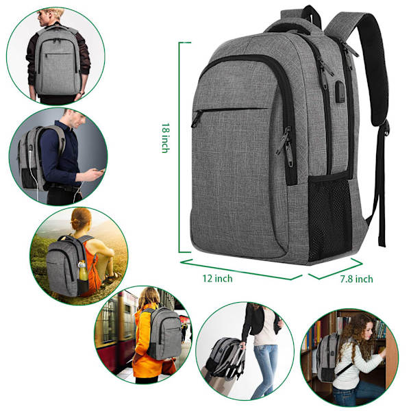 Oversized rygsæk med laptoprum passer til 18" noteb -1 grey
