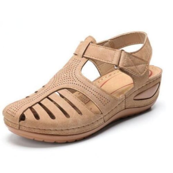 Ortopediska sandaler för kvinnor Stängda tåsulor sommartofflor . beige tag size 42=uk 7.5