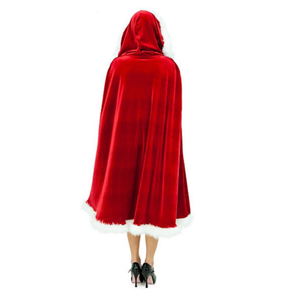 Velvet Hooded Cape Cloak Sexy Santa Cosplay Christmas Costumes 60cm