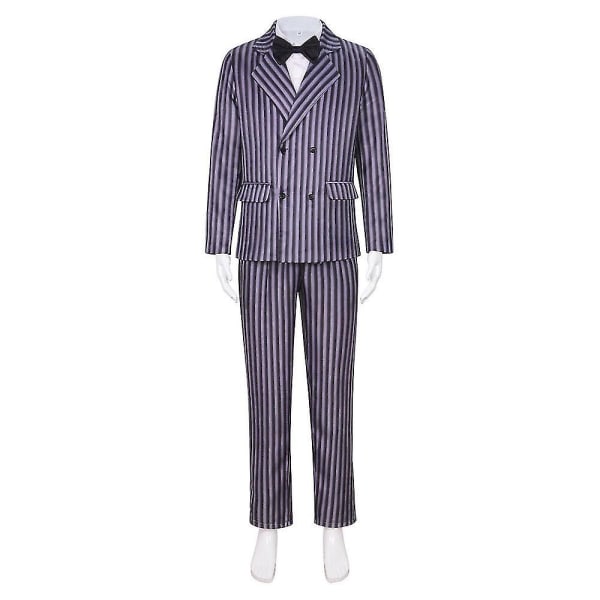 Onsdag Gomez Addams dräkt Randig kostym för män Halloween karnevalsfest förklädnad för vuxna barn Z y 120