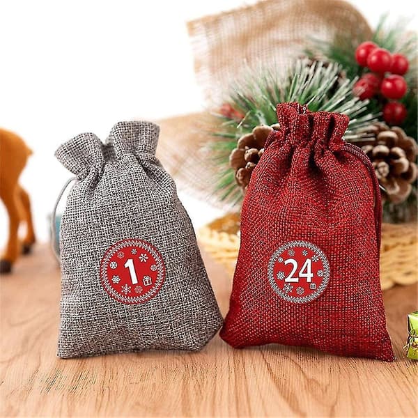Adventskalender DIY, julekalenderpose med klistremerker