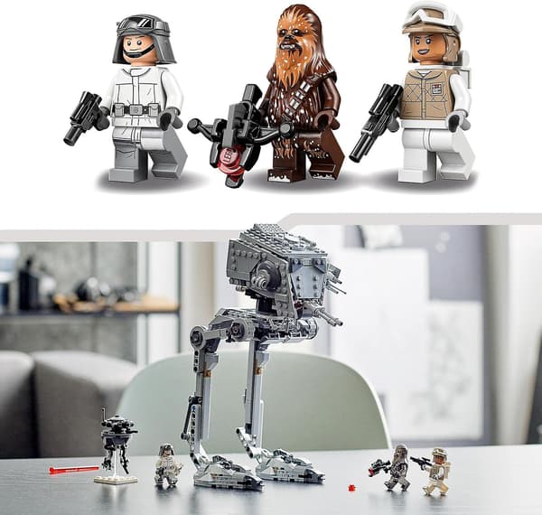 Star Wars Hoth AT-ST Walker Byggset för Barn med Chewbacca Minifigur och Droidfigur, The Empire Strikes Back Modell