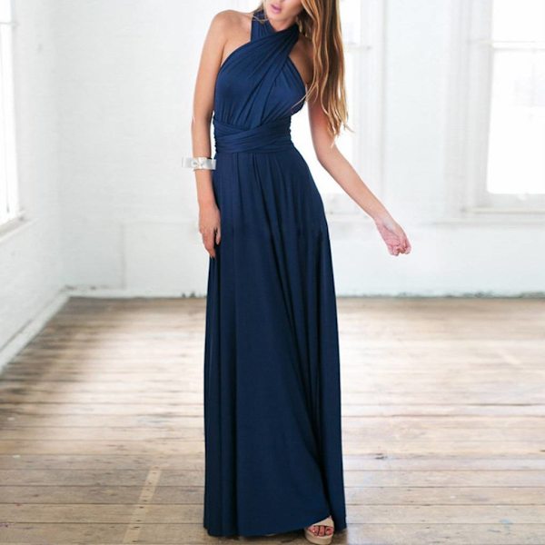 Kvinders Bandage Multi Way Wrap Convertible Maxikjole Brudepige Z navy blue S