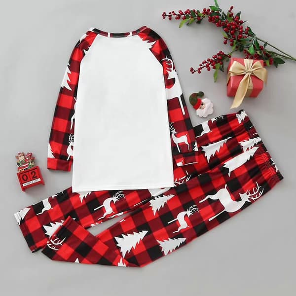 Christmas Älg Print Pläd Pyjamas Set Jul Familj atchande Pyjamas Hem Kläder Kid M