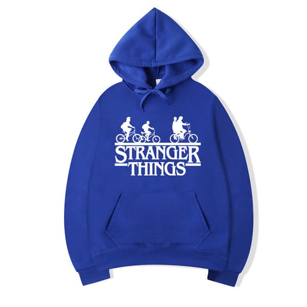 Plus Size Stranger things Hettegenser Sweatshirt Sport Gym Topper Z blue