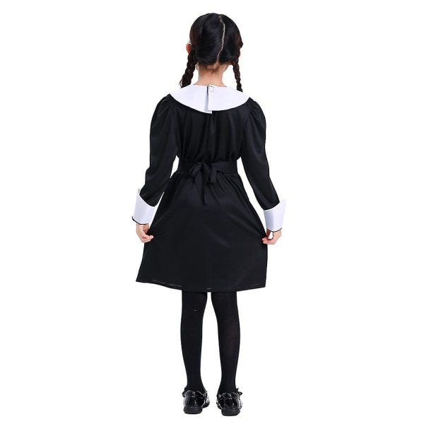 Jenter Adams Family onsdag CosDress Halloween Cosplay Performance Wear W Black S