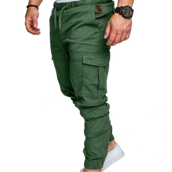 Herr Pocket Byxor Casual Elastisk String ode långbyxor - Green M