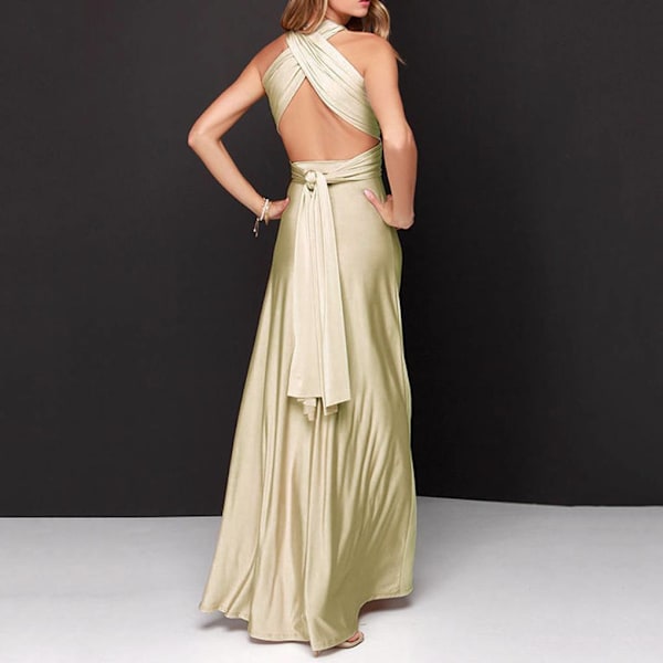 Kvinders Bandage Multi Way Wrap Convertible Maxikjole Brudepige Z Champagne 2 L