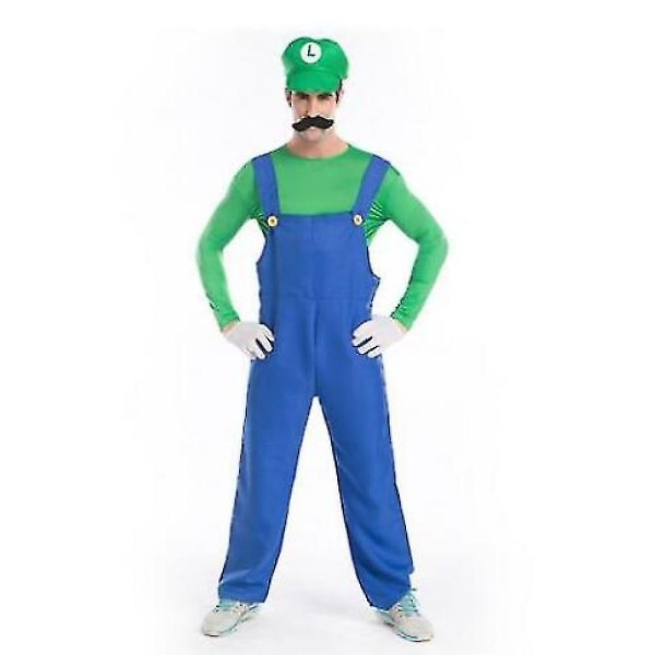 Aikuiset miehet Super Mario Bros. Fancy Dress Costume Cosplay Costume W Green 2XL