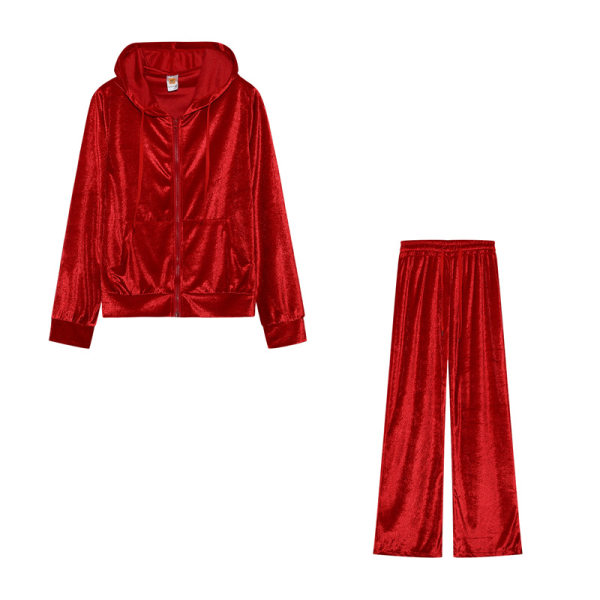 Sammet Juicy Träningsoverall Couture Träningsoverall tvådelad set y Red M