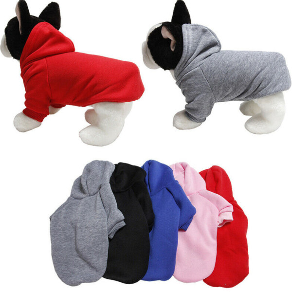 Pet Cat Hoodie Kostym Hund Valp Coat Outfit Jumper Varm jacka W grey L
