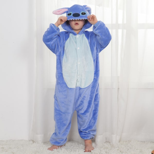 Barn Barn Pyjamas Vinter Flanell Varma sovkläder Pojkar Flickor Djur Onesies Jumpsuits (L storlek) -