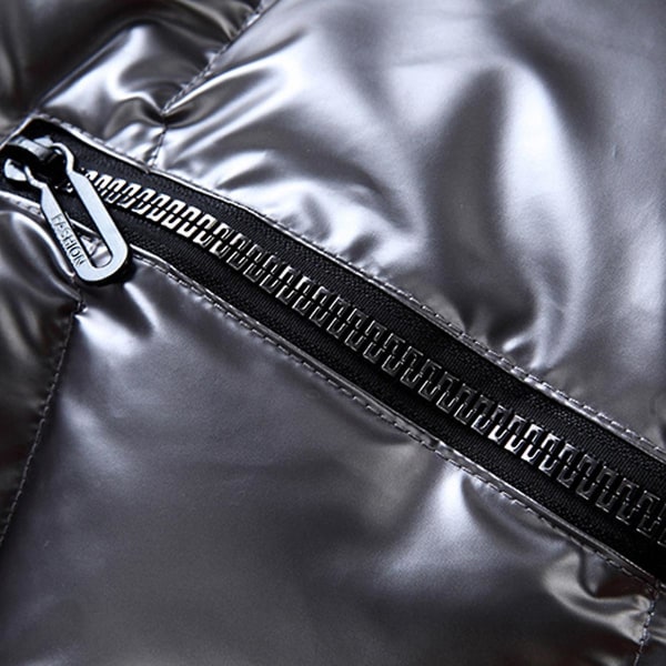 Sliktaa Unisex Shiny Waterproof Sleeveless Jacket Lightweight Puffer Vest - Grey M