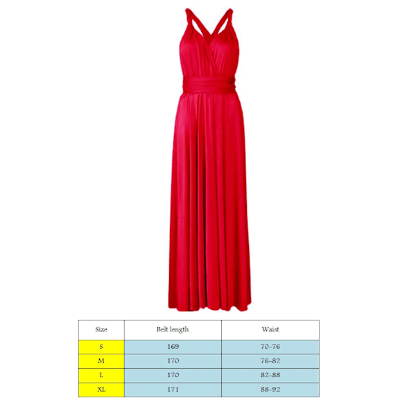 Kvinders Bandage Multi Way Wrap Convertible Maxikjole Brudepige Z Red XL