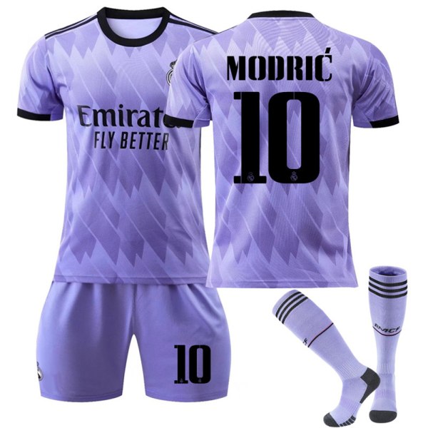 Real Madrid Borta Lila nr 9 Benzema nr 10 Modric Jersey Dräkt Z #10 10-11Y