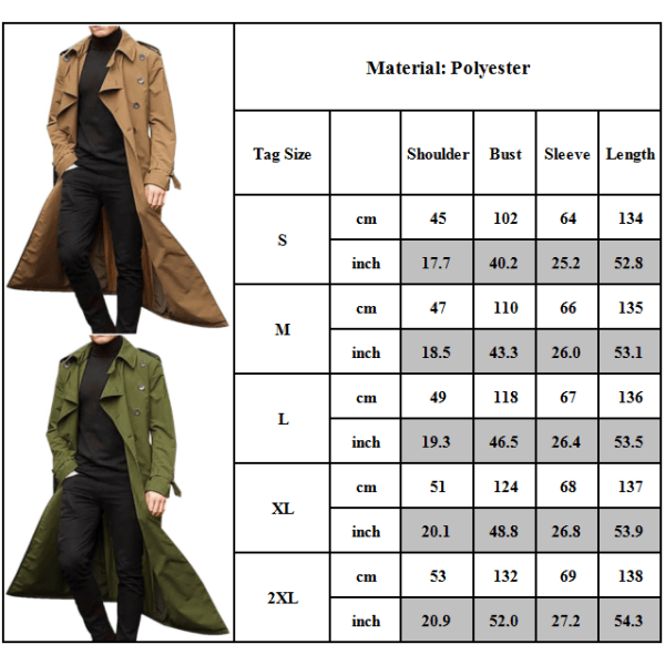 Windbreaker lang vinterfrakke til mænd enkel frakke H Green 2XL