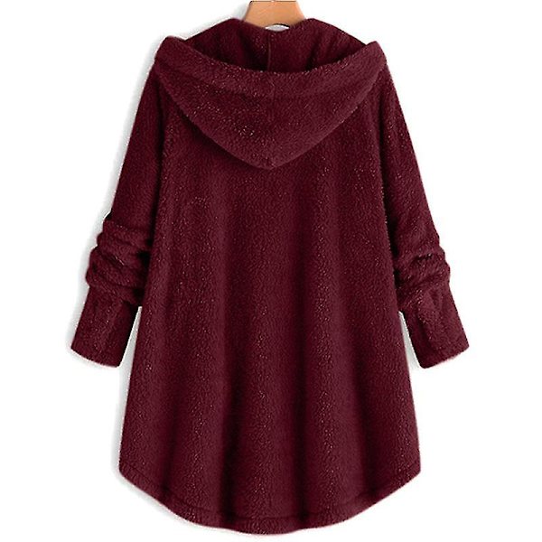 Bamsejakke med hette for kvinner Solid W Wine Red 2XL