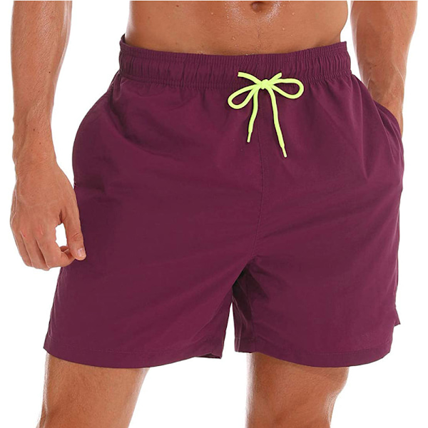 Miesten uimahousut Quick Dry -rantashortsit taskuilla. Violet Red
