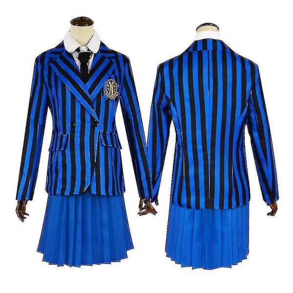 Onsdag Adams Cosplay Anime Costume Girl 2023 School Uniform Costume Halloween Carnival Party Dress Up Character V W Blue XS