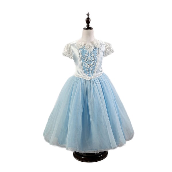 Frozen Princess Klänning med Puffy Cape Halloween kostym yz bule 130cm