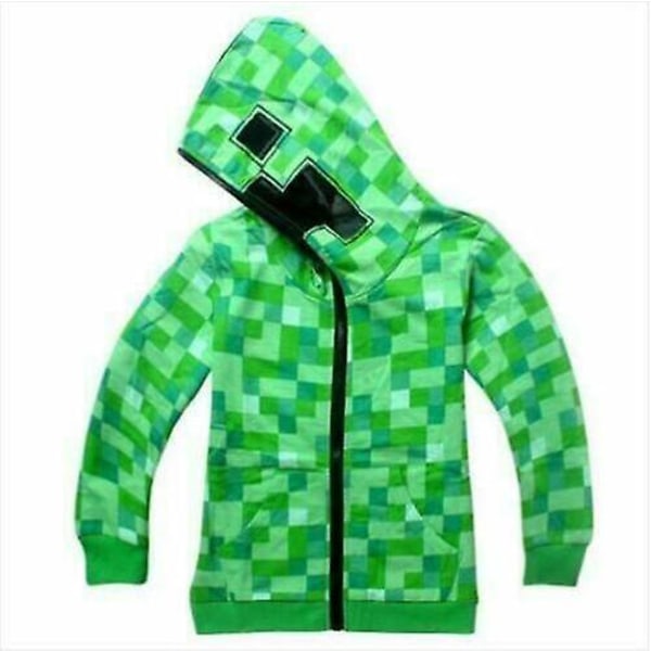 Børn Drenge Ungdom Hættetrøje Zip Coat Sweater Jakke Minecraft Gave. V green 130cm