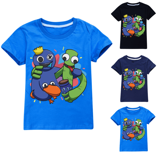 Kids Cartoon Rainbow Friends T-skjorte med trykt topper Casual Bluse yz navy blue