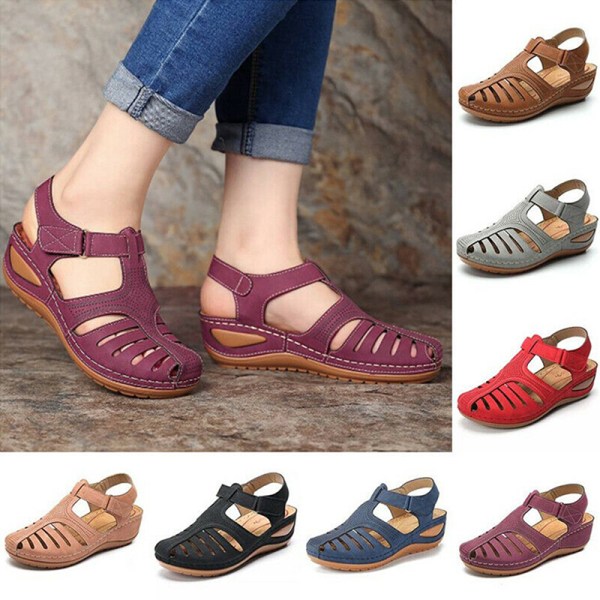 Ortopædiske sandaler til kvinder Komfortable sommer hjemmesko med lukket tå. Purple 42