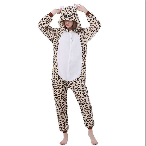 Kvinnor Cosplay Hooded Animal Cartoon eopard Bear Pyjamas -1 L