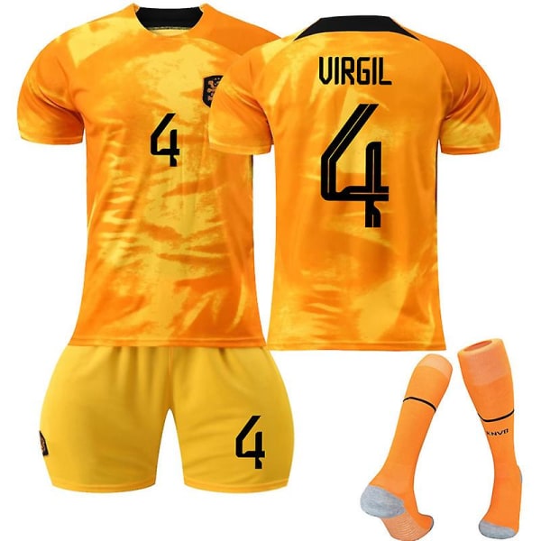 Hollandsk hold #4 Virgil Jersey Fodboldtrøje Suit Sportswear vY 18 kids