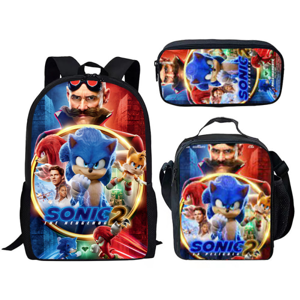 Ny Sonic barns skolväska animerad 3d- printed ryggsäck Sonic barns ryggsäck i tre set -1 #43