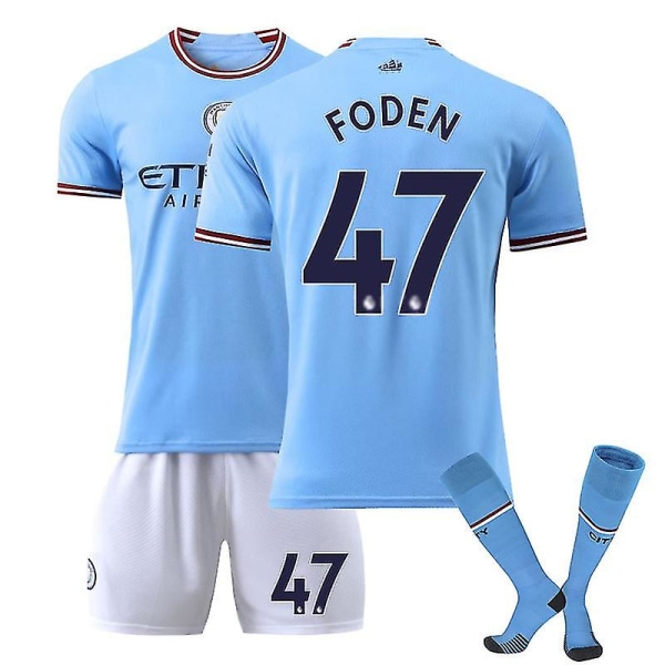 Haaland #9 Jersey Hjem 2022-2023 Ny sesong Manchester City Fc Fotball T-skjortesett / 22 23 Foden 47 Kids 20(110-120CM)