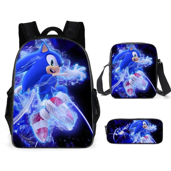 Ny Sonic barns skolväska animerad 3d- printed ryggsäck Sonic barns ryggsäck i tre set -1 #17