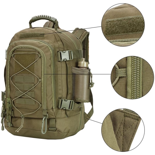 60L Stor militär taktisk ryggsäck Army Molle Assault Ryggsäck Herr Ryggsäckar Resa Camping Jakt Vandring Expanderbar ryggsäck -1 BLACK MULTICAM