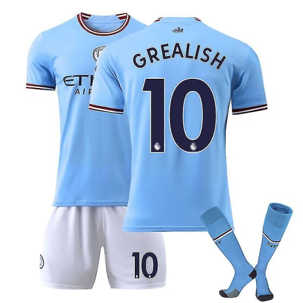 Ny Manchester City tröja 2022-2023 Fotbollströja Kits Barn Herr Mci Jersey V GREALISH 10 Kids 20(110-120)