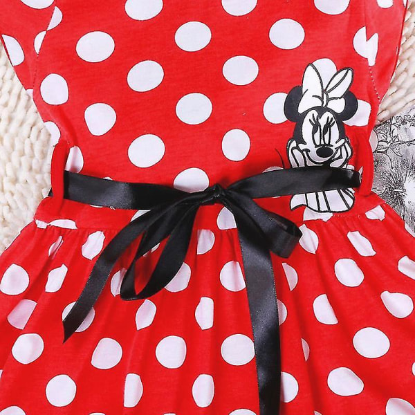 Barn Flickor Summer artoon Minnie Mouse Bowknot Princess Swing Dress E XX C 6-7 Years