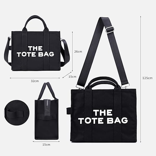 Naisten Canvas Kangaskassi Rento Canvas Messenger Bag olkalaukku Svart