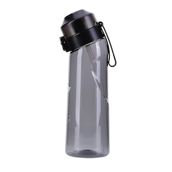 Smaksatt vannflaske med 7 smakpods Air Water Up flaske Frost svart 650ml Air Starter Up Set Vannkopp for camping Sport Klar Svart Clear Black Only water bottle