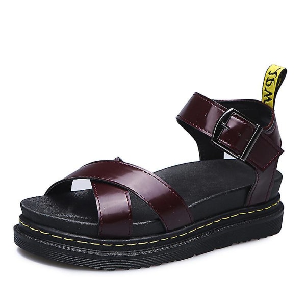 Summer Womens Chunky Sandals Tjock sula Strappy Flatforms Shoes vY Red Brown EU 38