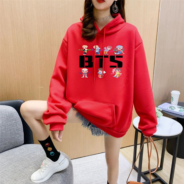 BTS Hoodies Hösttröjor RÖD red V . red M