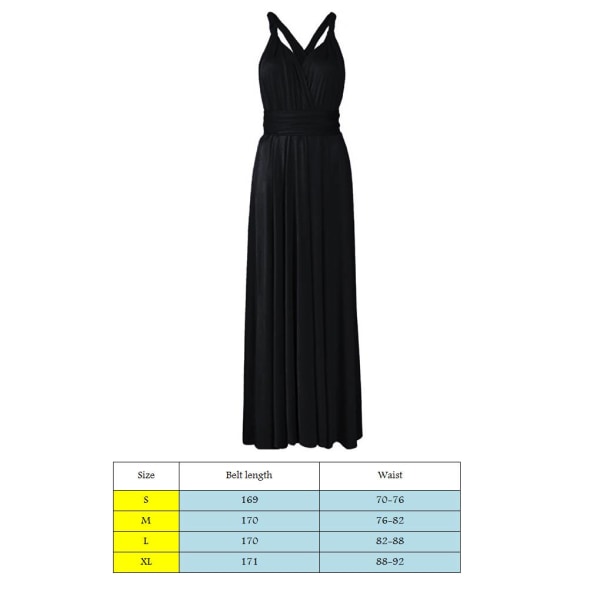Kvinders Bandage Multi Way Wrap Convertible Maxikjole Brudepige Z Black S