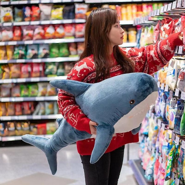 Shark Pillow Shark Doll Pehmolelu Sarjakuva Big Shark y blue 90CM
