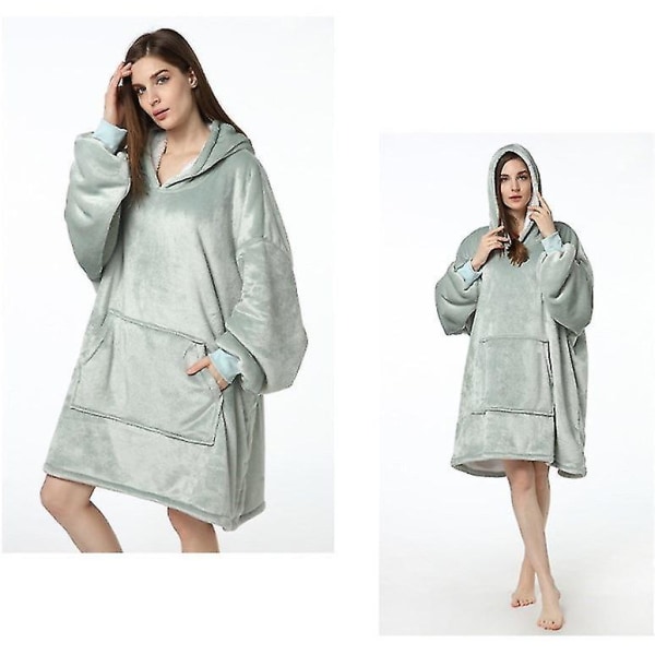 Parets hjemmeklær tyknet varm pyjamas med hette i kaldt vær gray