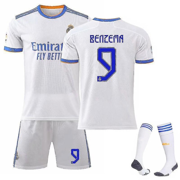 Benzema #9 Fotballdrakt Fotballdrakt Hjem Real Madrid T-skjorter C 16(90-100CM)